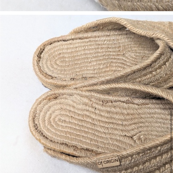 Of Origin Balears Hessian Jute Cross Front Sandals Beige 40 US 10 - Picture 2 of 3